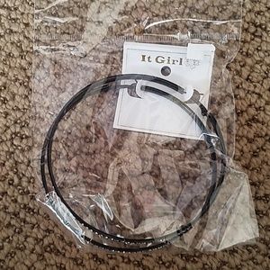 Black Hoop Earings with Rhinestones